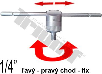 Trhací kľúč " T" 1/4" s račňovým 72 - zubovým mechanizmom s nastaviteľnou rukoväťou.